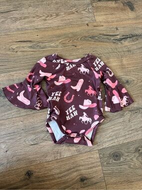 Shea Baby Brown & Pink Cowgirl Print Baby One-Piece Bodysuit
